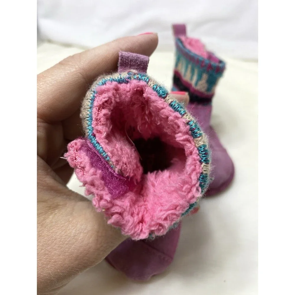 TOMS Nepal Boot Pink Suede Mix Boot size Tiny 2 T